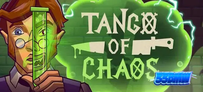 Tango of Chaos slot game interface featuring laboratory theme